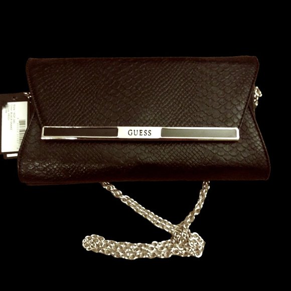 Guess Bags Guess Black Clutch Crossbody Bag With Gold Detachable